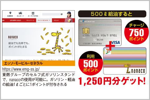 nanacoポイントをガソリン給油で二重取りする