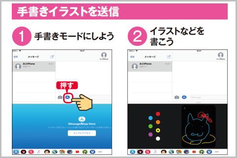 iPadのメッセージで手書きイラストを送信する